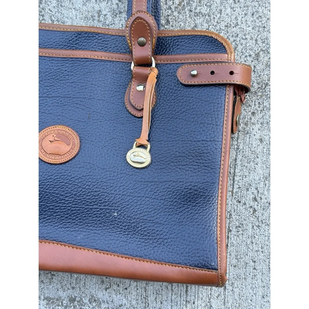 Beautiful Dooney & Bourke Navy Pebbled Leather Shoulder Satchel Briefcase